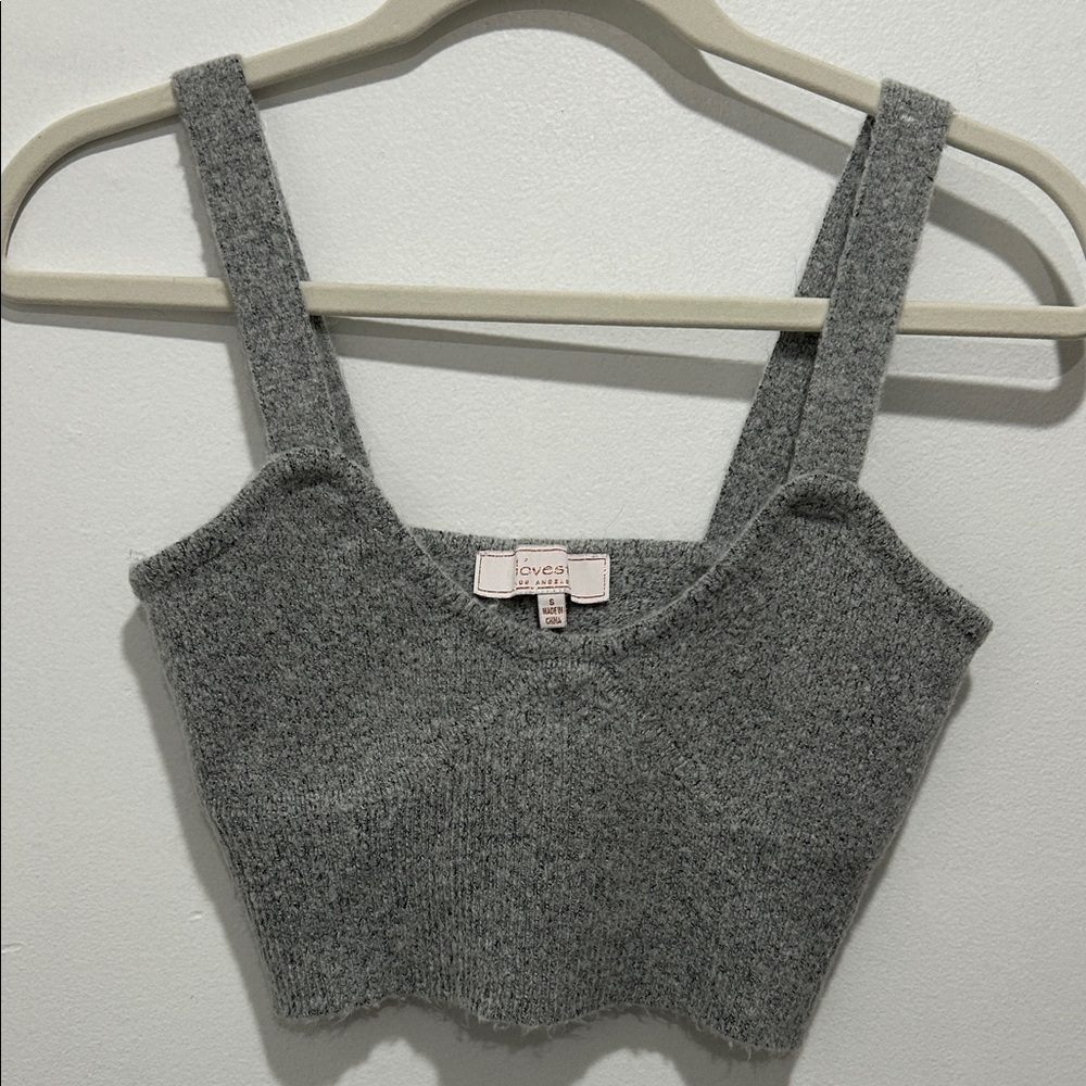 Angels Gray Knit Cropped Tank Top